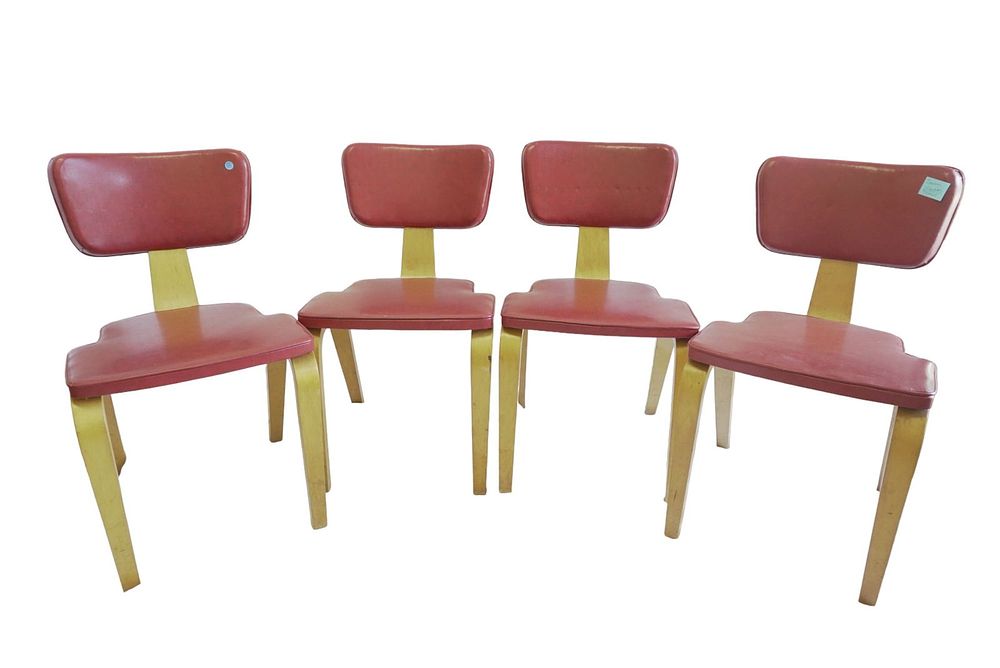 Lot 55: 4 THONET VINTAGE MCM BENTWOOD & VINYL CHAIRS