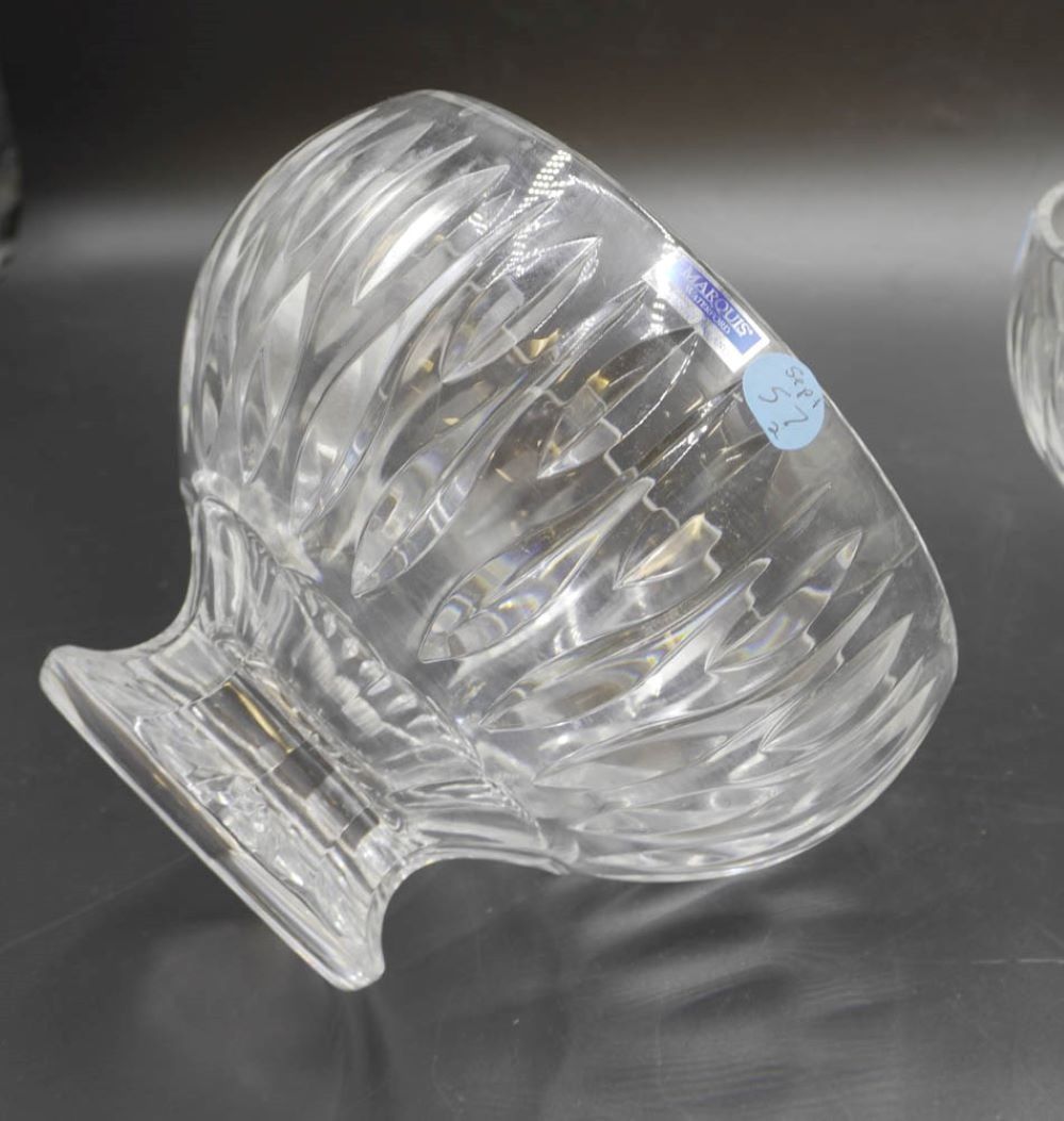 Lot 57: PAIR WATERFORD CRYSTAL MARQUIS PEDESTAL BOWLS