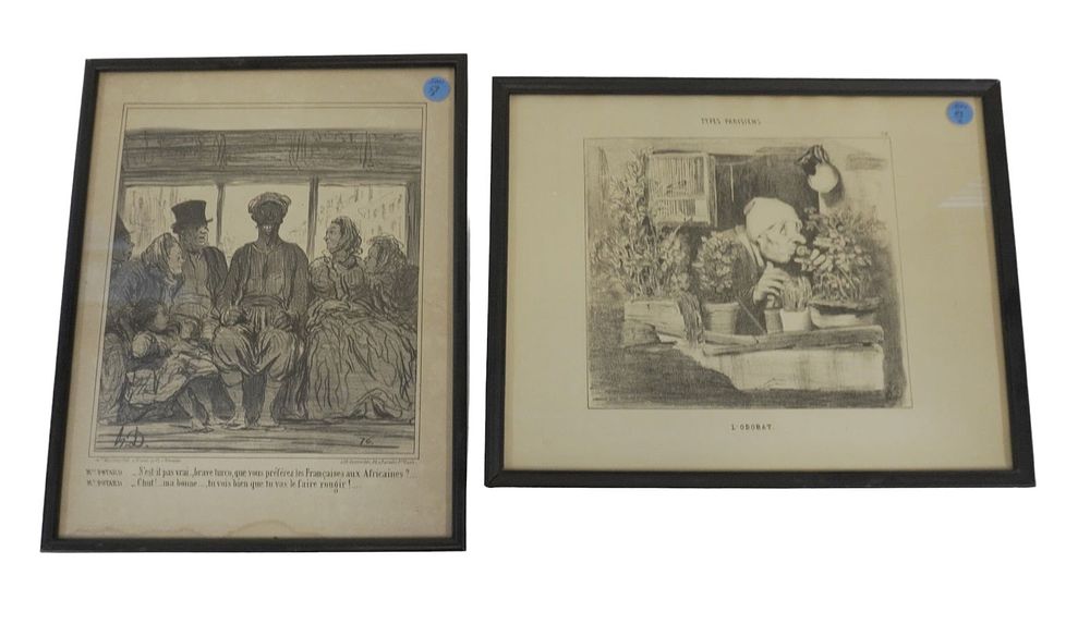 Lot 58: 2 HONORE DAUMIER ANTIQUE LITHOGRAPH L'ODORAT