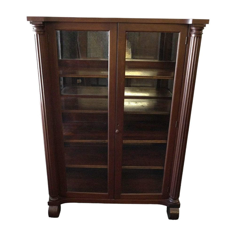 Lot 60: ANTIQUE MAHOGANY GLASS DISPLAY