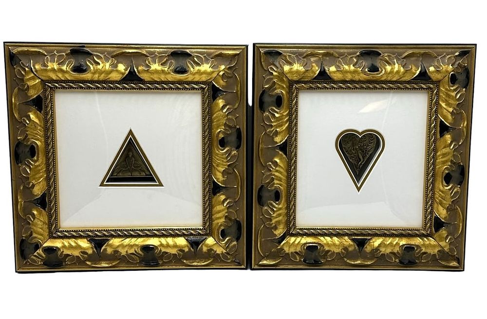 Lot 61: TWO ERTE FRAMED BRONZE MEDALLIONS
