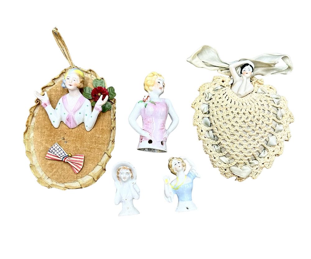 Lot 67: 5 ART DECO PORCELAIN HALF DOLLS
