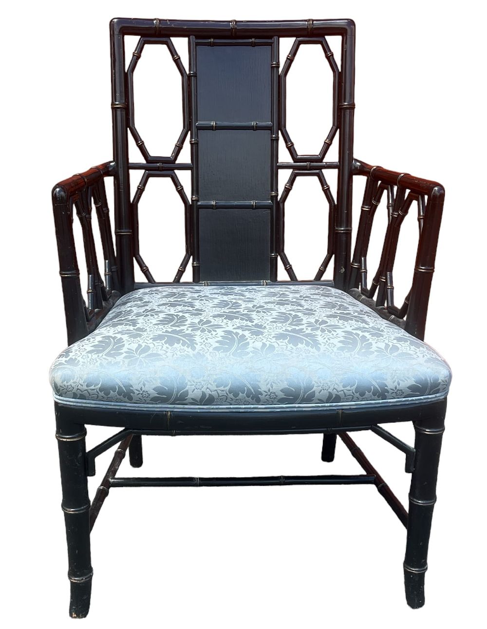 Lot 84: VINTAGE CHINESE CHIPPENDALE BLACK LACQUER CHAIR