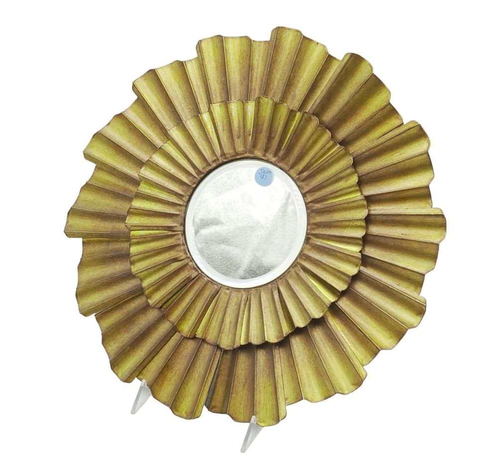 Lot 91: WEBBED SUNBURST BEVELED MIRROR