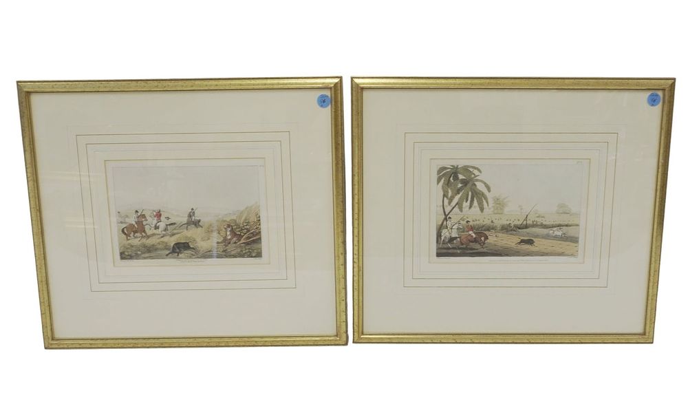 Lot 96: 2 ANTIQUE ORIENTAL FIELD SPORTS ETCHINGS