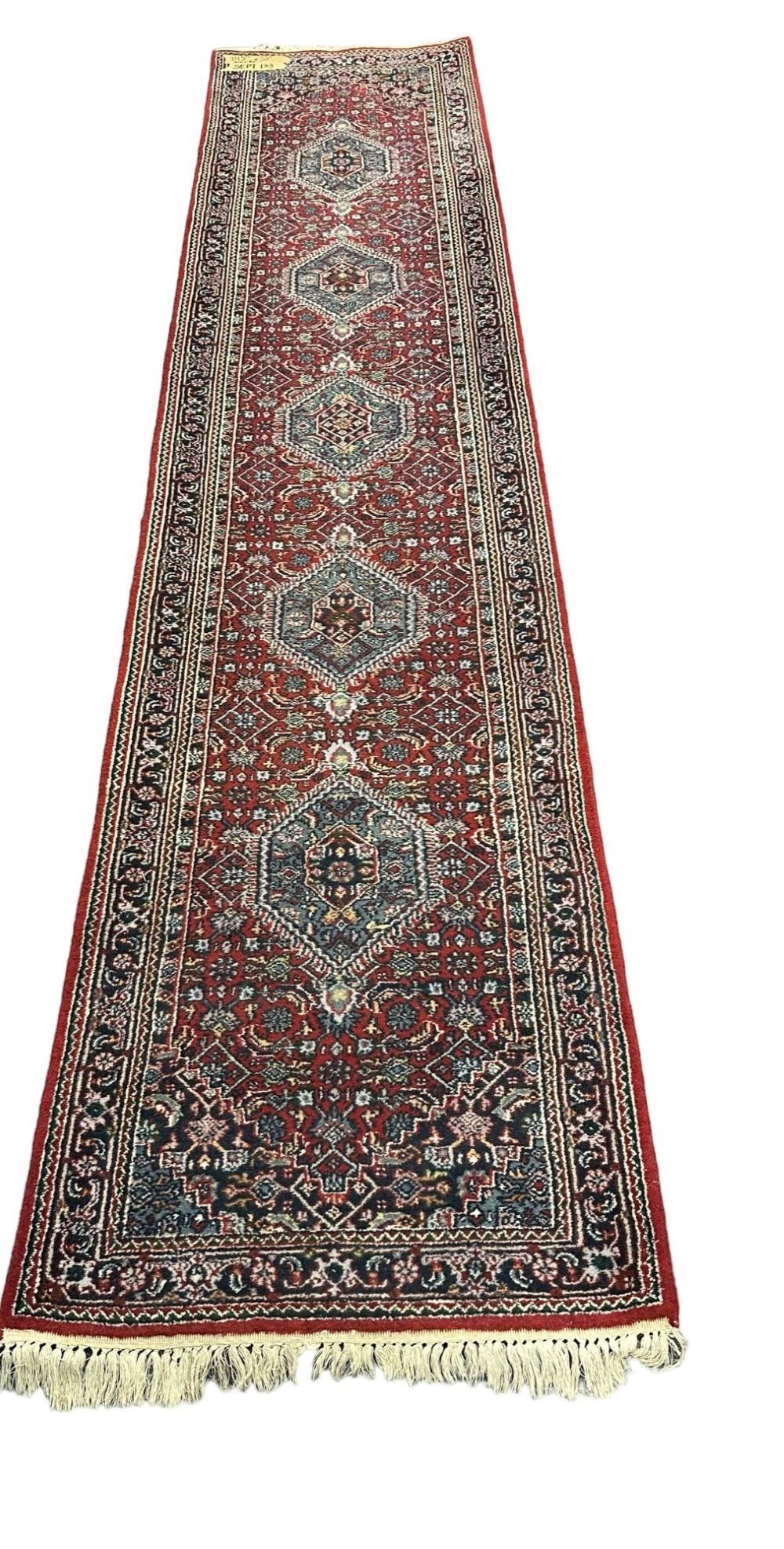 Lot 133: HAND KNOTTED INDO PERSIAN BIDJAR RUNNER 12 ft