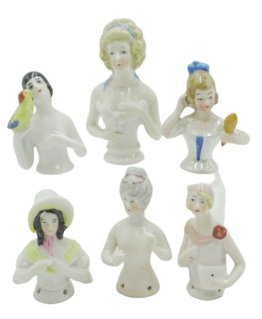 Lot 178: 6 ART DECO PORCELAIN HALF DOLLS
