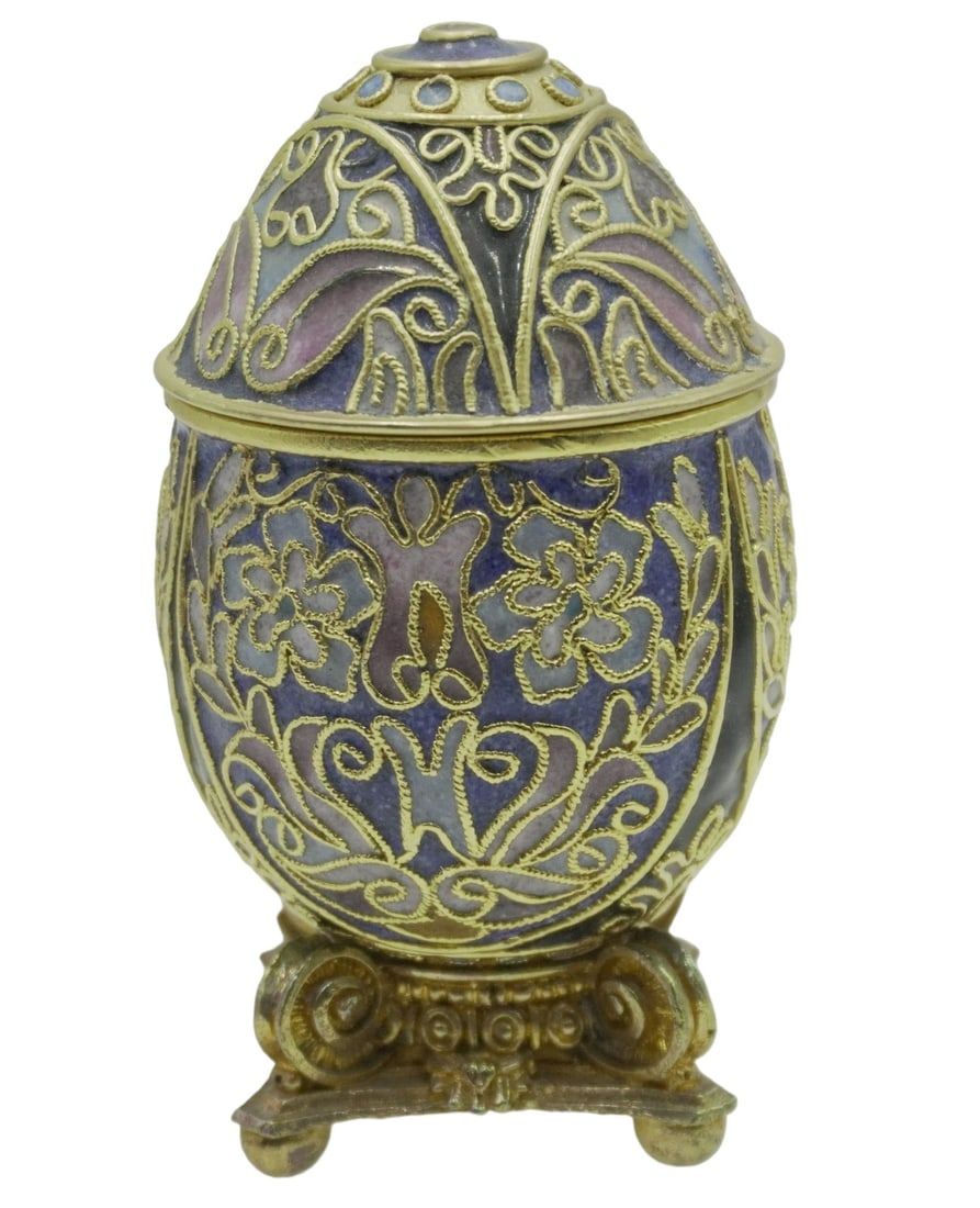 Lot 329: CLOISONNE EGG ON STAND