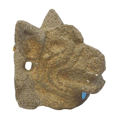 LAVA STONE MAYAN DOG HEAD EFFIGY. Ancient Lava Stone Dog or Wolf Head Effigy. Mayan / Central 