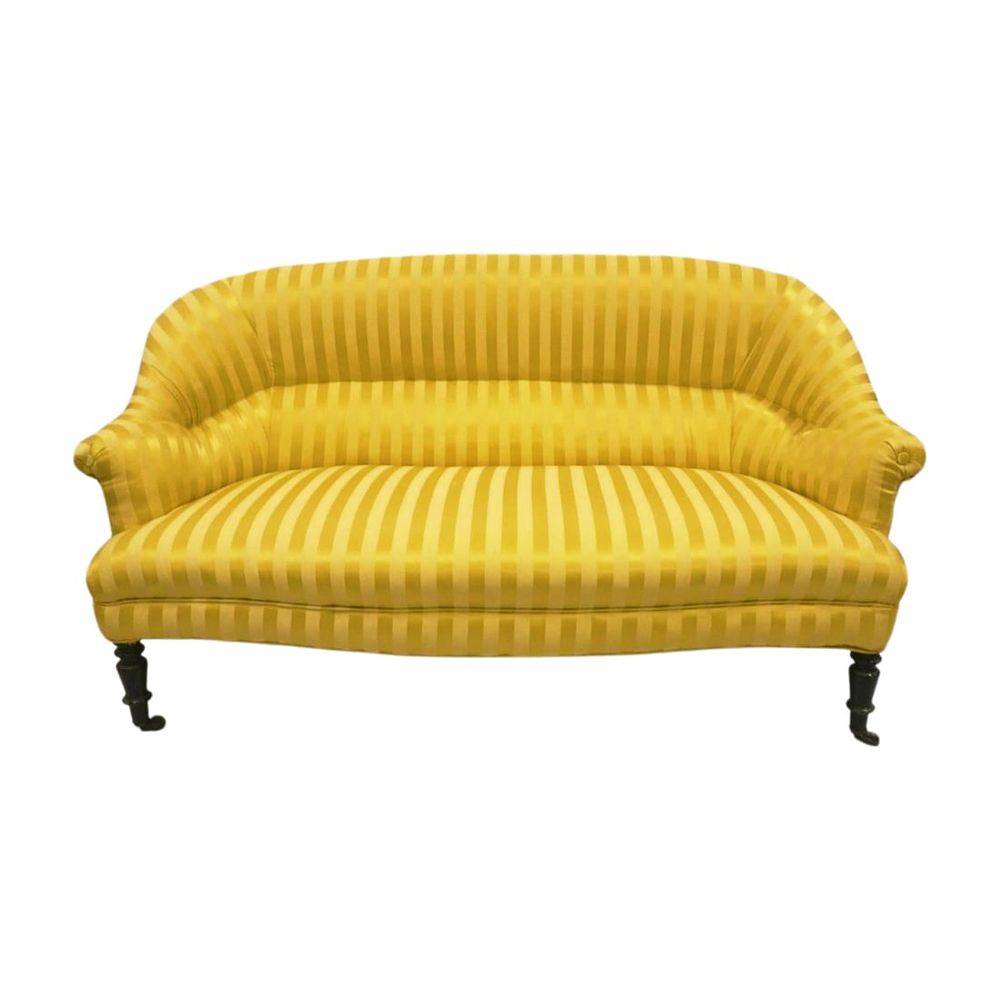 Lot 14: 19TH c YELLOW SILK BROCADE SETTEE