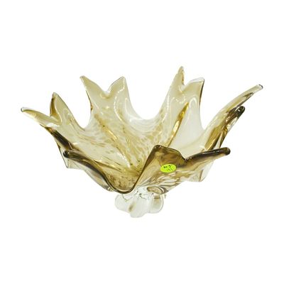 LARGE BOHEMIAN EGERMANN BOWL. Large Contemporary Egermann Crystal Bowl. Mid century style. 