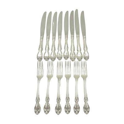 14 PC GORHAM STERLING MELROSE FORKS + DINNER KNIVES. Six (6) Gorham Sterling Silver Forks in the 