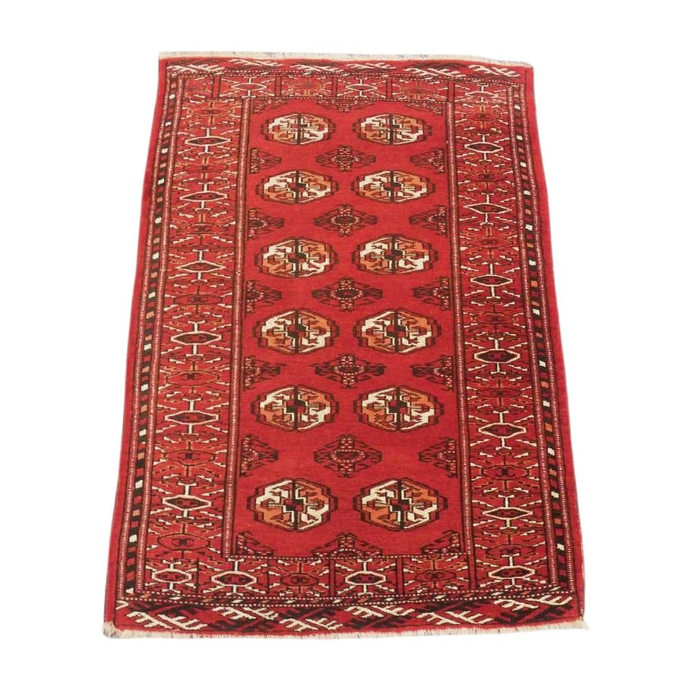 Lot 53: VINTAGE TURKMEN UZBEK BOKHARA RUG