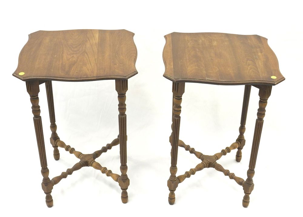 Lot 85: PAIR MATCHING ANTIQUE WALNUT SIDE TABLES