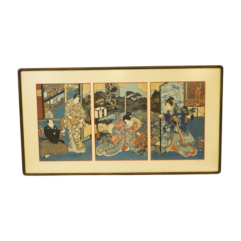 Lot 151: JAPANESE WOODBLOCK TRIPTYCH TOYOKUNI III