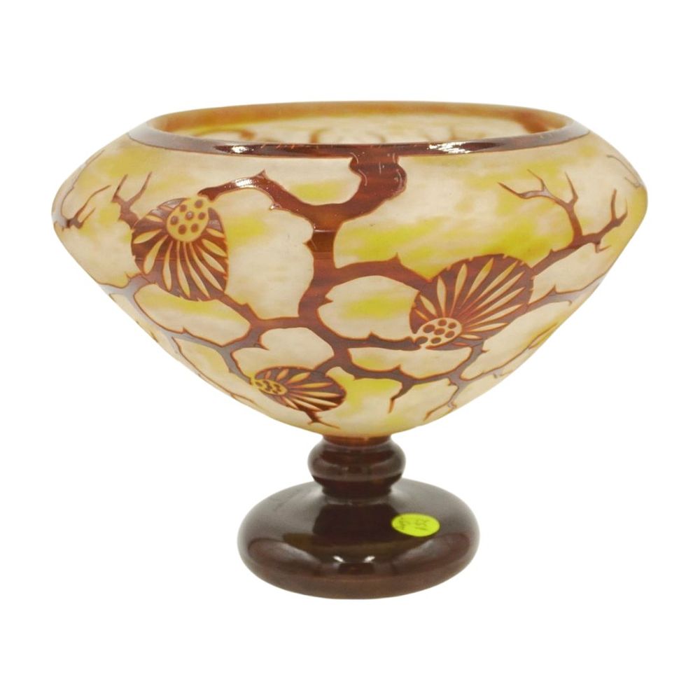 Lot 152: ART DECO LA VERRE FRANCAIS CAMEO ART GLASS COMPOTE BOWL FOOTED CHARLES SCHNEIDER