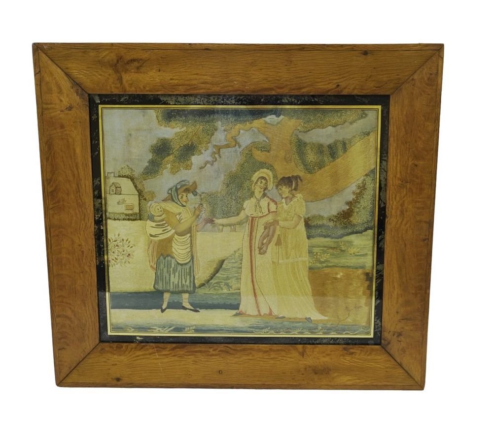 Lot 169: ANTIQUE 19TH c ENGLISH SILK NEEDLEWORK