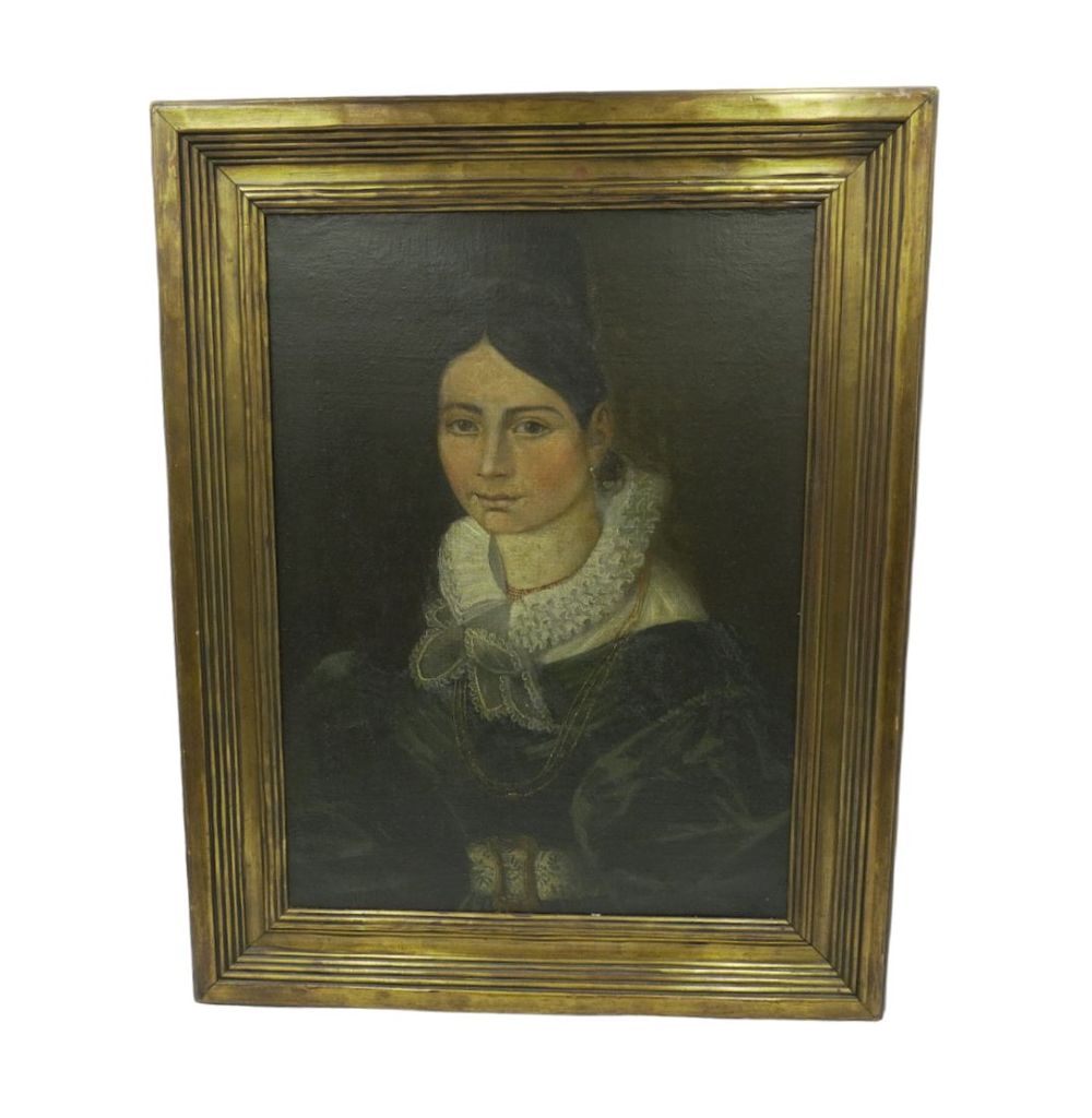 Lot 176: 19th c OIL ON CANVAS SPANISH WOMAN PORTRAIT