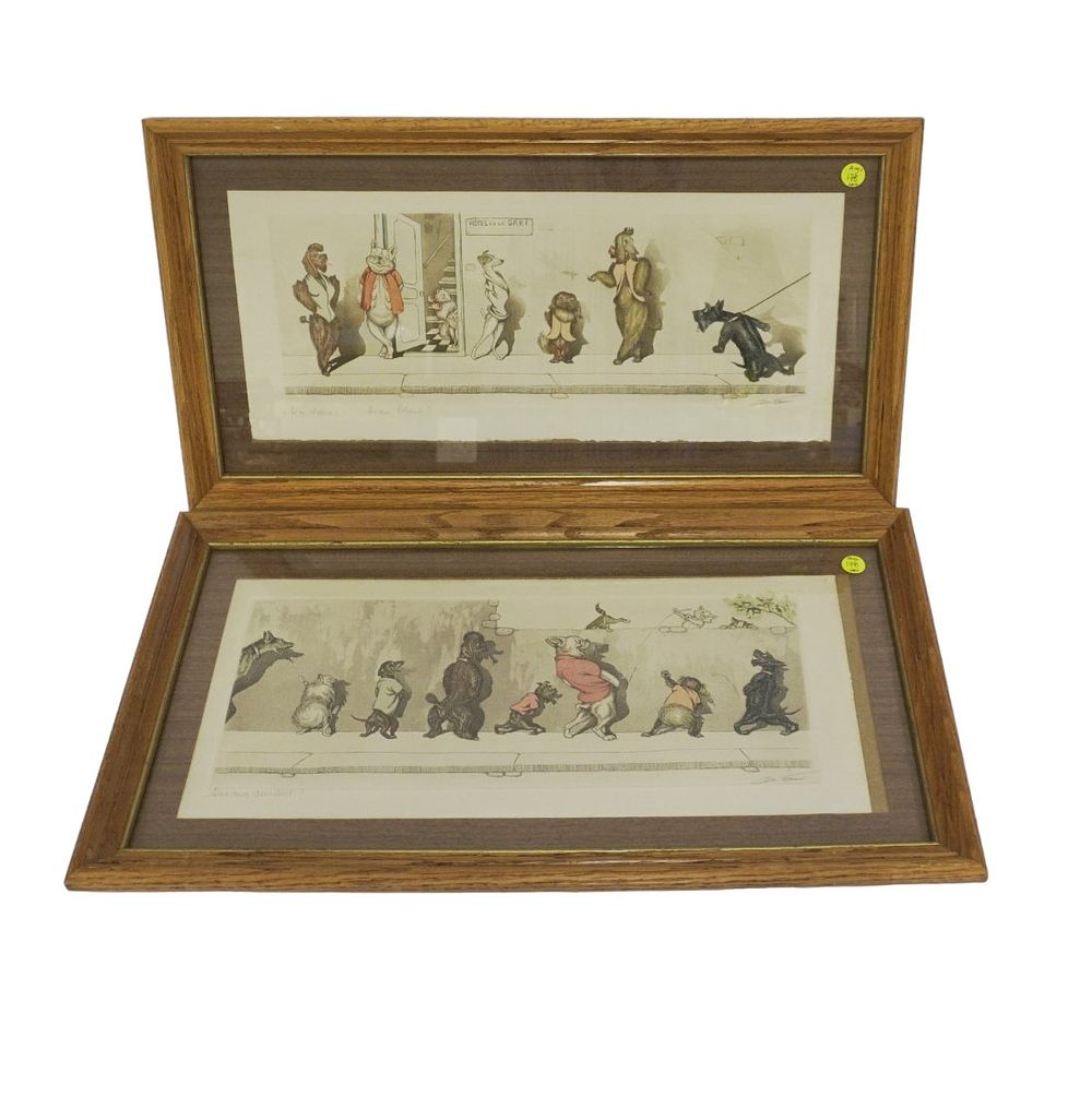 Lot 178: PAIR ORIGINAL ETCHINGS DIRTY DOGS OF PARIS O'KLEIN