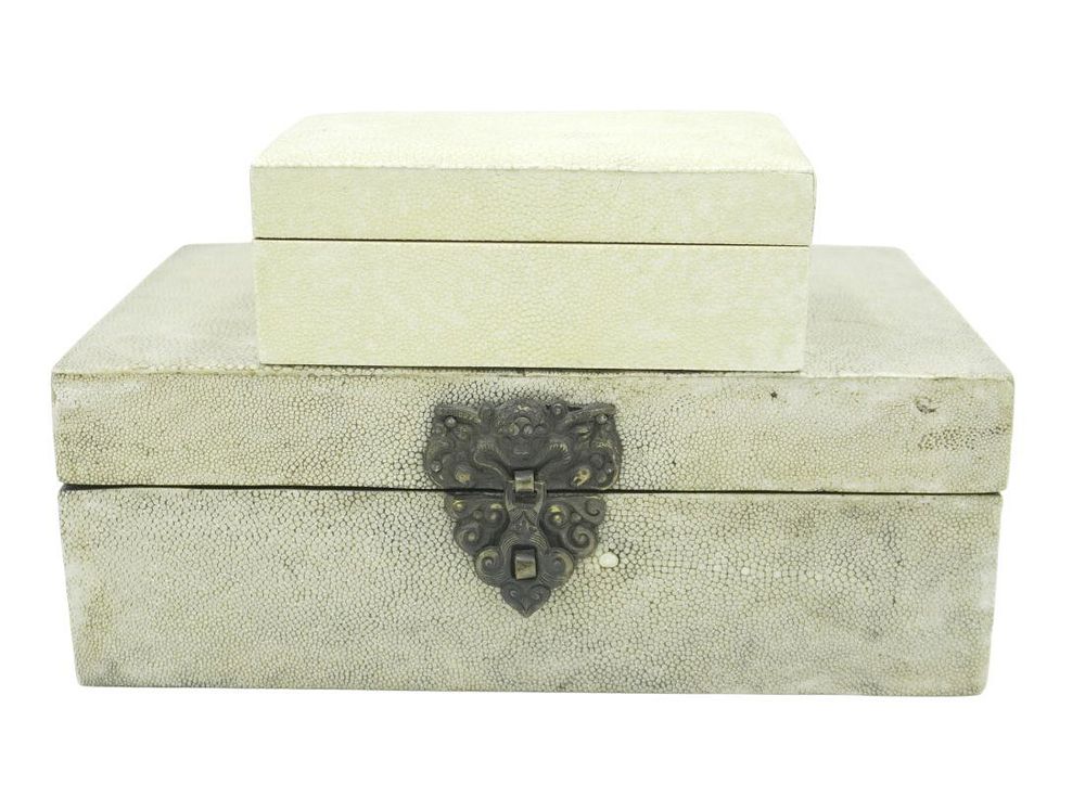 Lot 184: 2 VINTAGE STINGRAY SKIN BOXES
