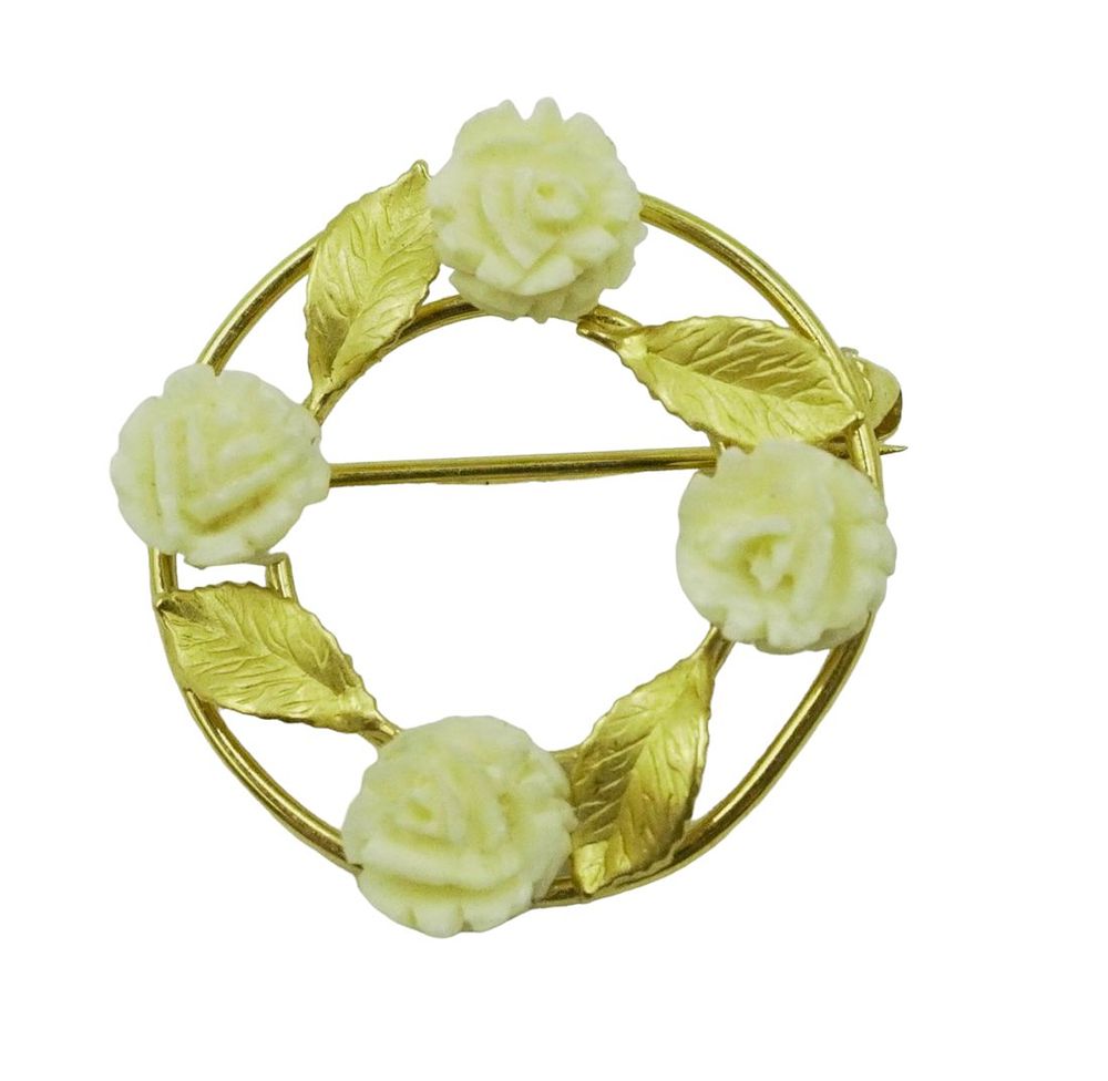 Lot 185: VINTAGE KAREN LYNNE 14K GOLD BROOCH