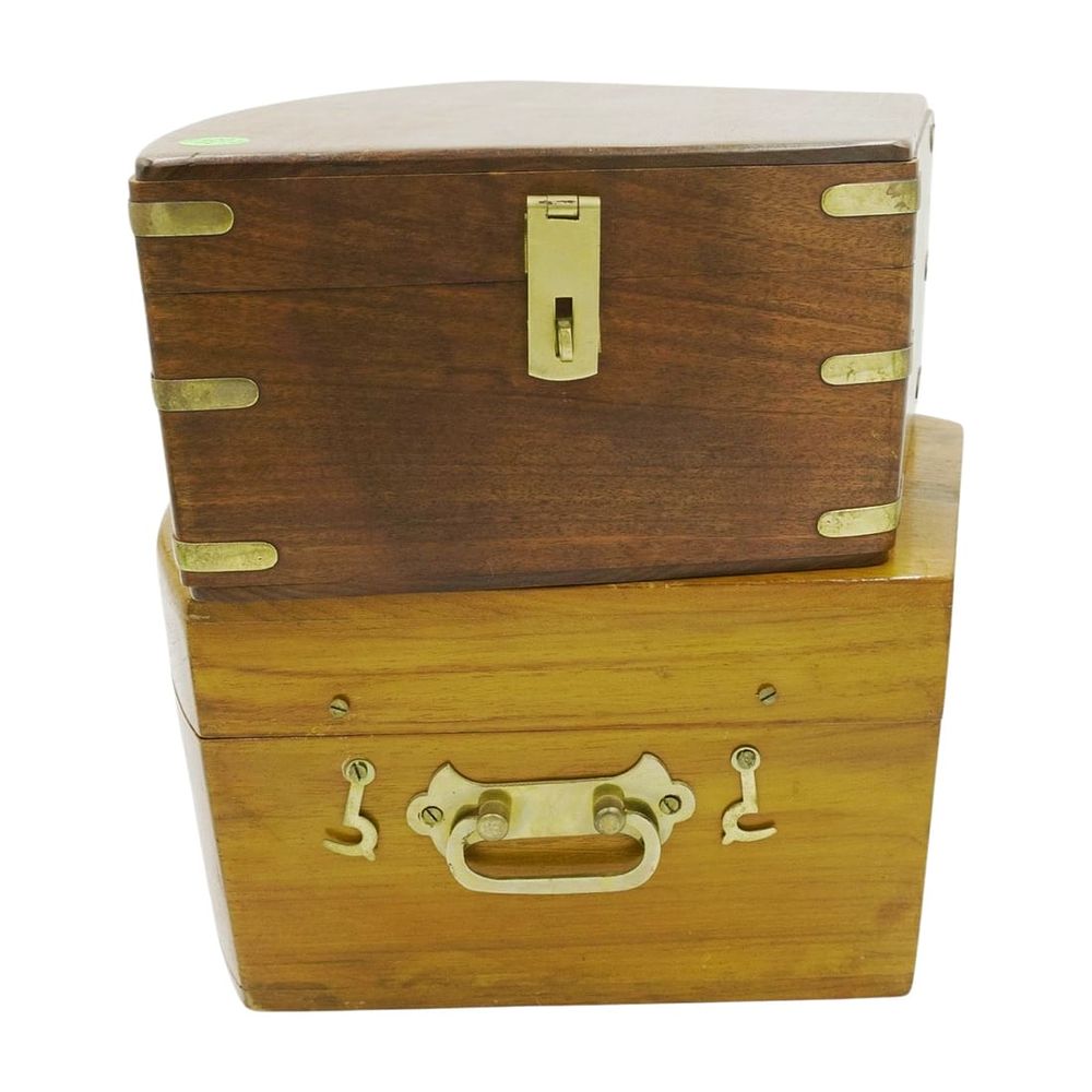 Lot 188: 2 ANTIQUE WALNUT TRAVEL BOXES