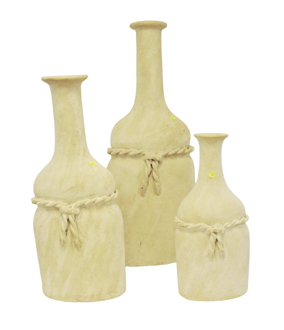 Lot 194: 3 LARGE CONTEMPORARY TERRACOTTA VASES