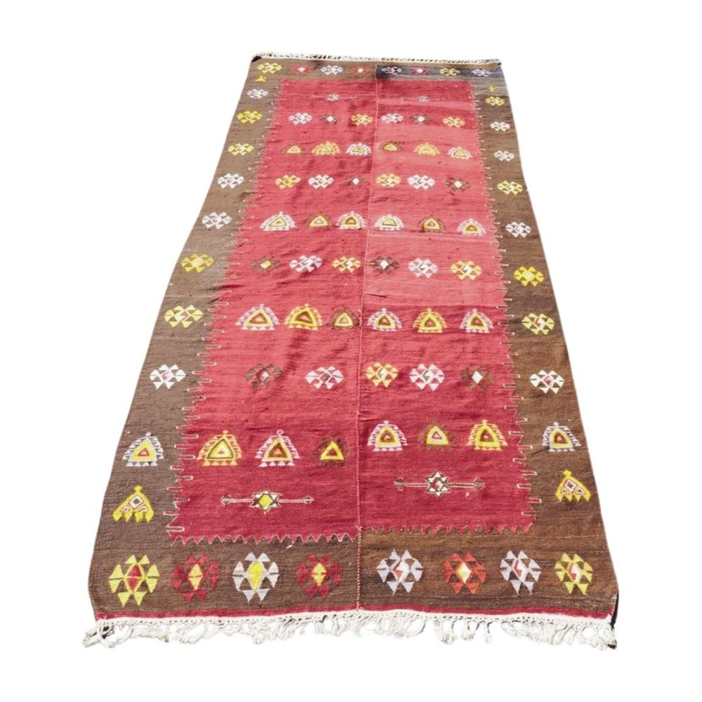 Lot 195: VINTAGE TURKISH SIVAS KILIM RUNNER 12 FT