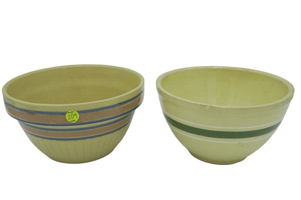 Lot 204: EARLY AMERICAN YELLOW-WARE RIBBED BOWLS
