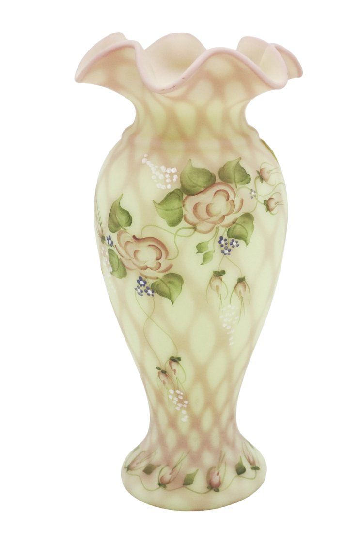 Lot 205: FENTON ART GLASS BURMESE VASE - BILL FENTON