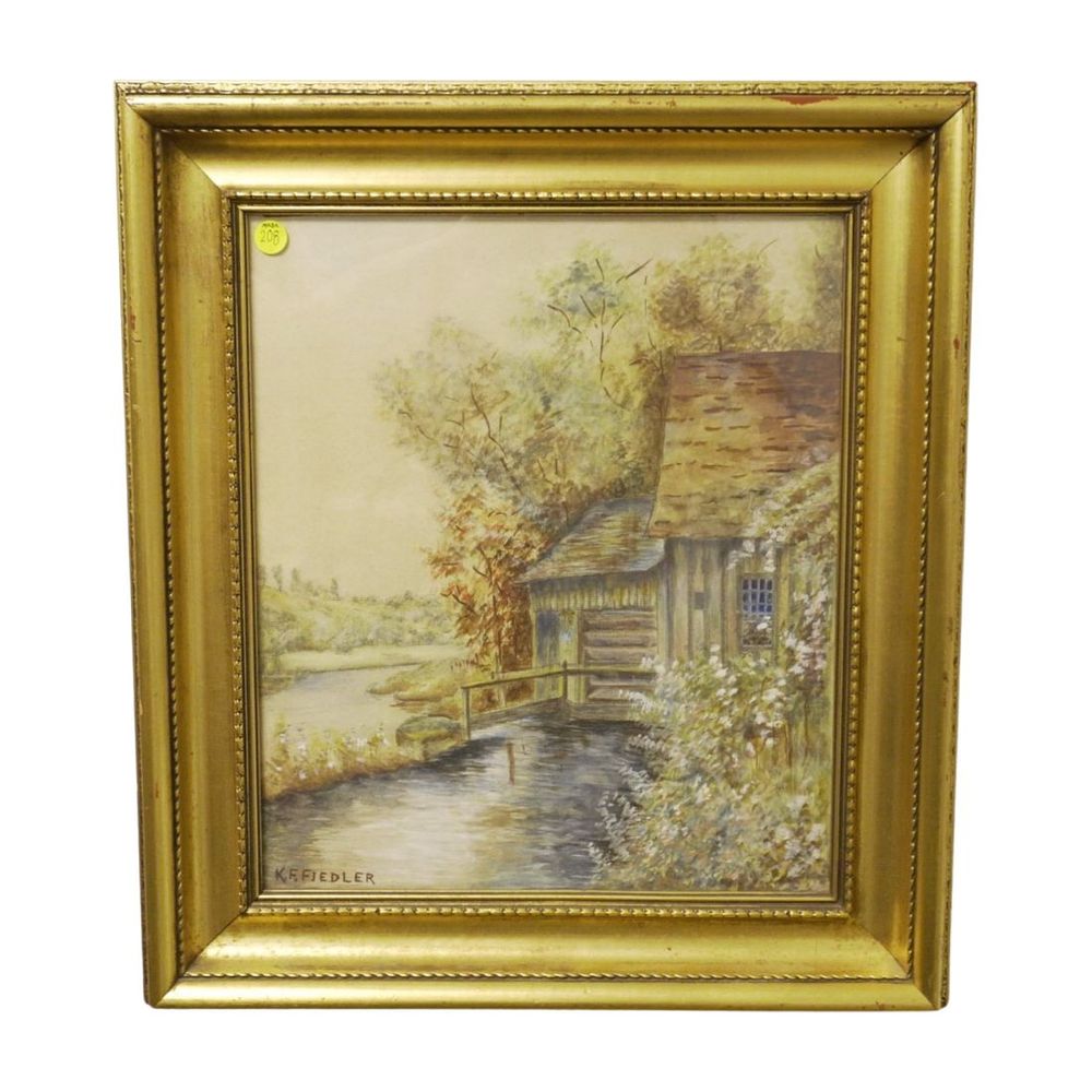 Lot 208: ANTIQUE ORIGINAL GOUACHE K.F. FIEDLER