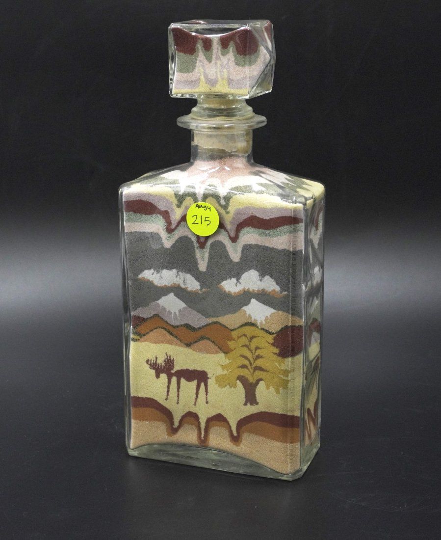 Lot 215: VINTAGE WESTERN SAND ART DECANTER