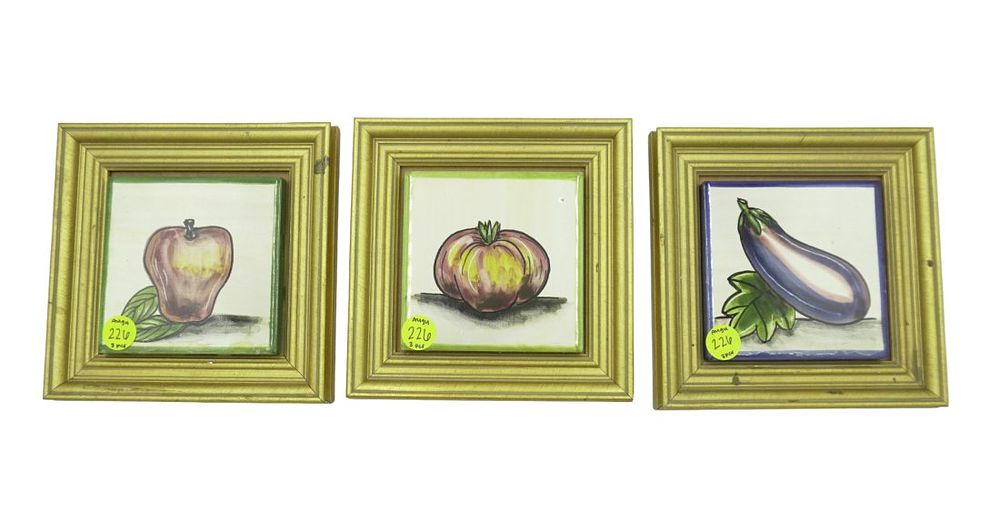 Lot 226: SET CERAMICA ARTISTICA HAND PAINTED FRAMED ITALIAN TILES