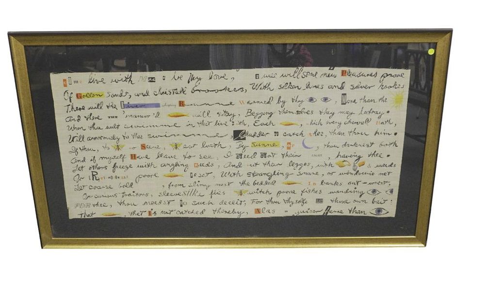 Lot 239: LARGE FRAMED HAND PAINTED POEM