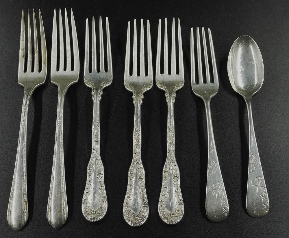 Lot 240: 7 pc STERLING SILVER FORKS & SPOON