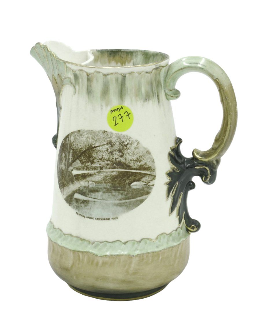 Lot 277: ANTIQUE SOUVENIR MEMORIAL BRIDGE STOCKBRIDGE MASSACHUSETTS PITCHER