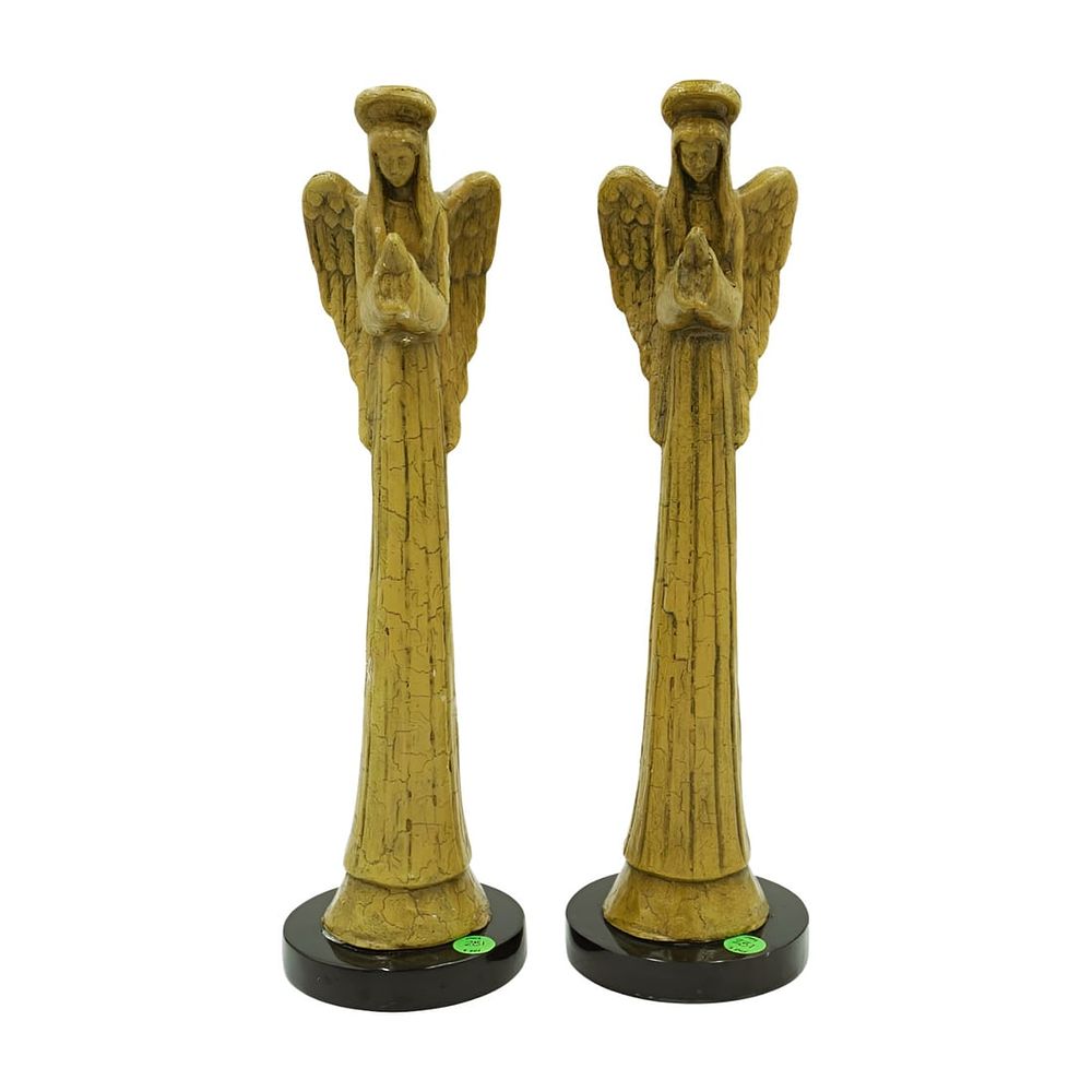 Lot 281: VINTAGE PAIR PRAYING ANGEL CANDLESTICK HOLDERS