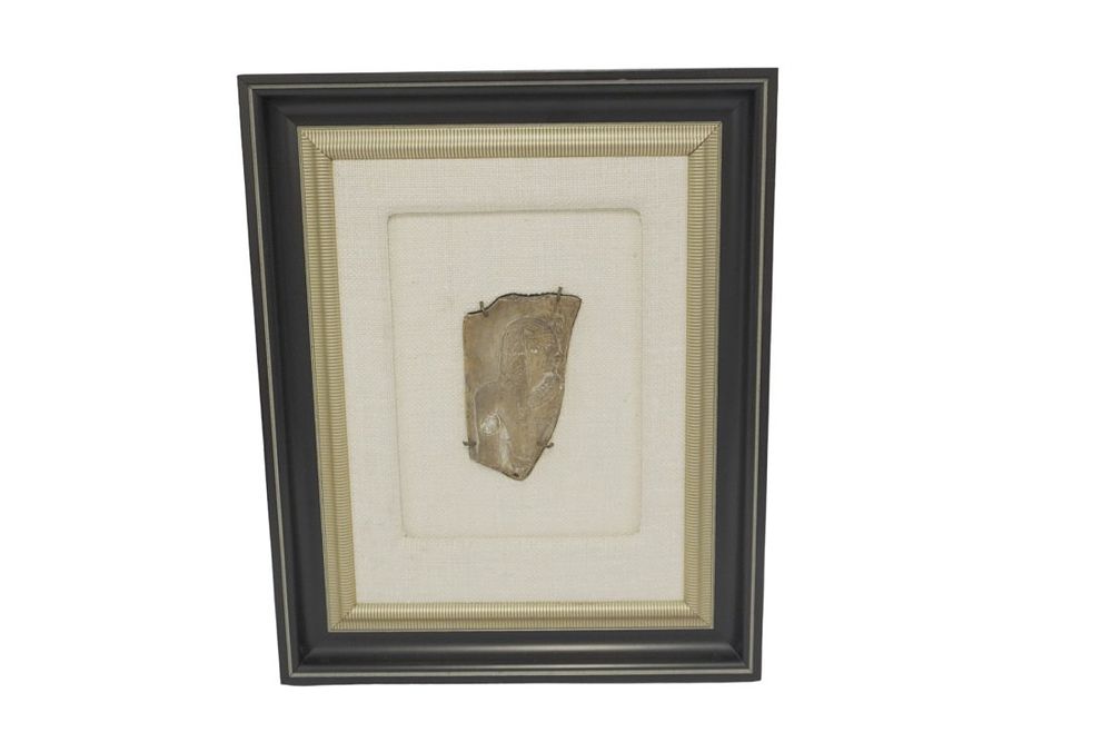 Lot 298: FRAMED EGYPTIAN PHARAOH POTTERY