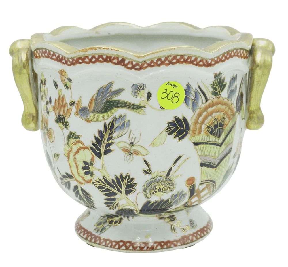 Lot 308: HAND PAINTED CHINESE CACHE POT