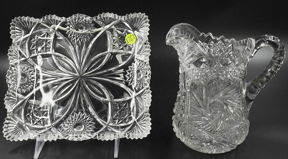 Lot 318: AMERICAN BRILLIANT CUT GLASS PITCHER AND TRAY