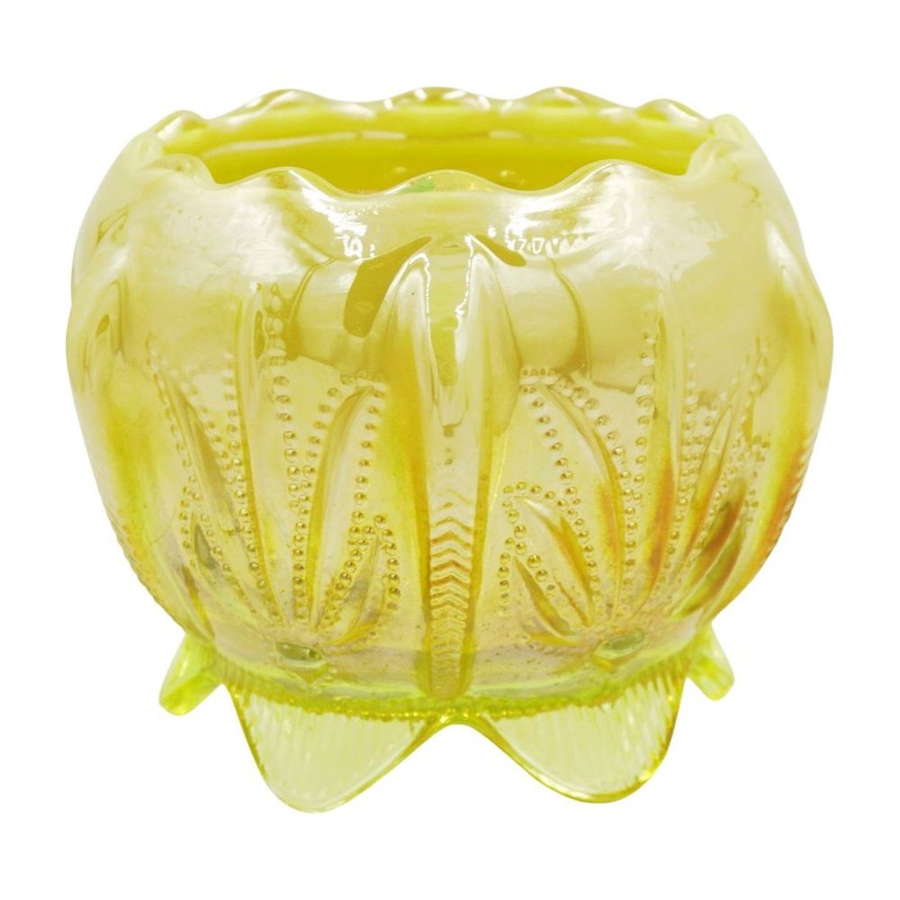 Lot 42: RARE FENTON CACTUS OPALESCENT CUSTARD ROSE BOWL