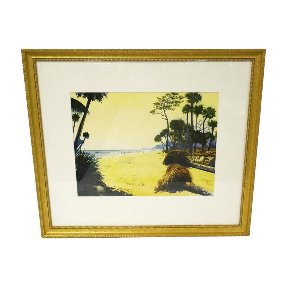 Lot 56: JOHN HULSEY ORIGINAL LOWCOUNTRY BEACH WATERCOLOR