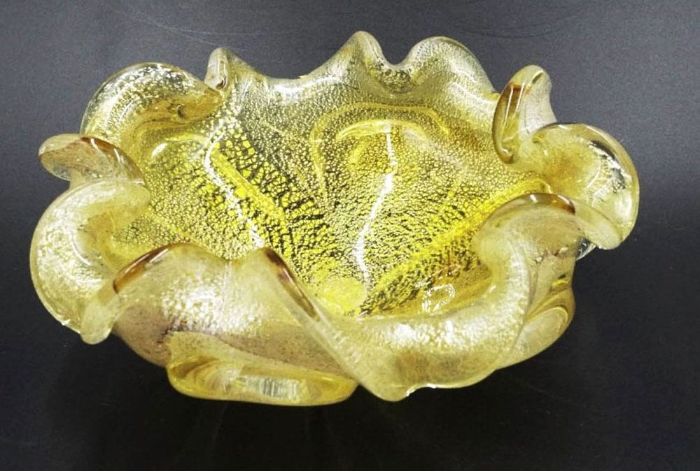 Lot 59: MCM MURANO BAROVIER & TOSO AVENTURINE GOLD BOWL