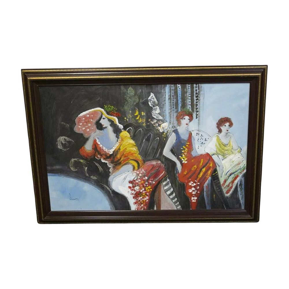 Lot 74: ORIGINAL TRIO OF LADIES ACRYLIC ON CANVAS