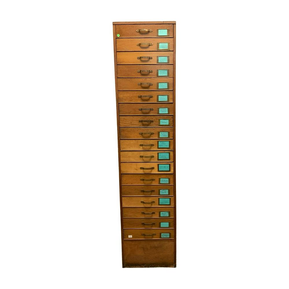 Lot 89: ANTIQUE ENGLISH STEREOSCOPE TALL CABINET