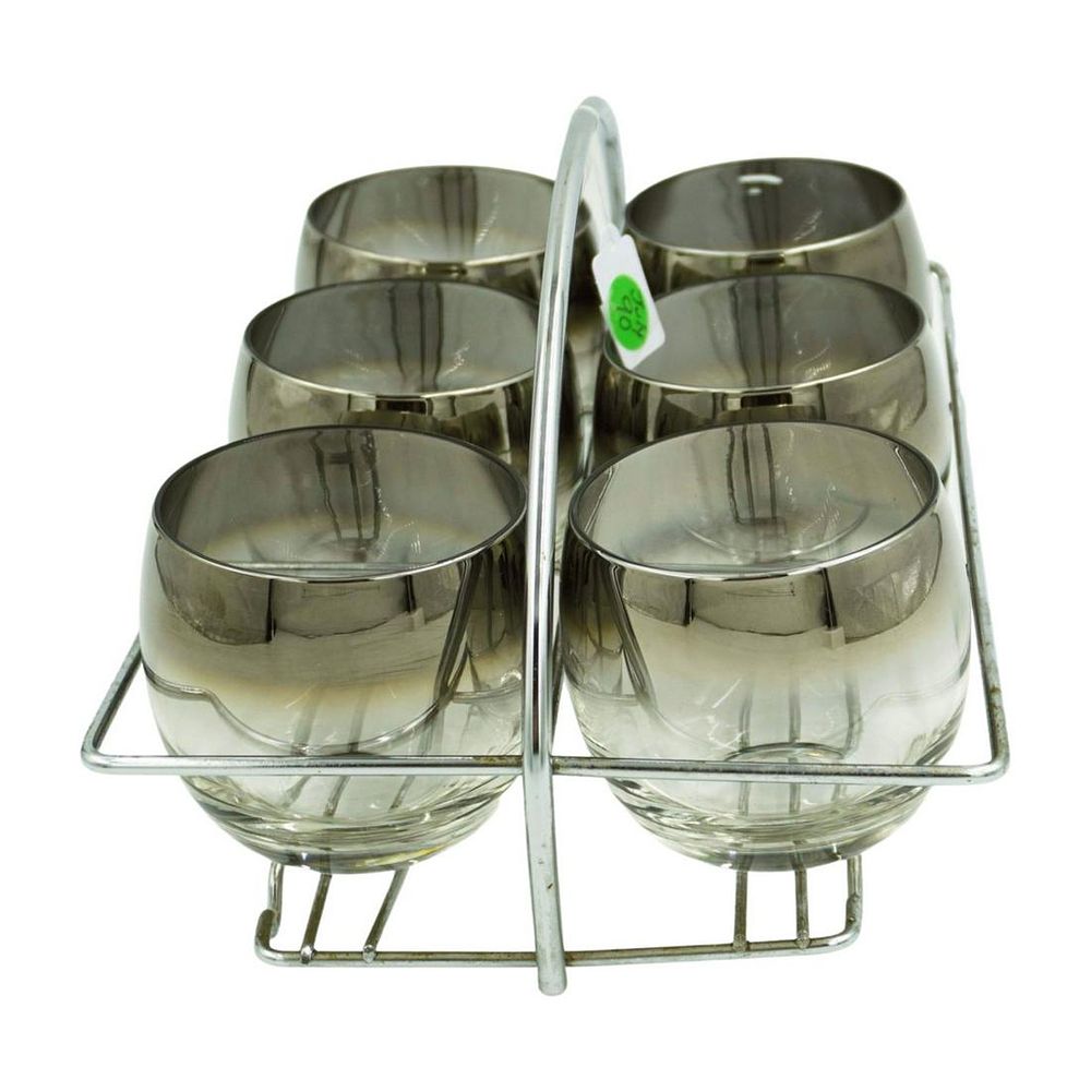 Lot 90: MCM SILVER FADE ROLY POLY COCKTAIL GLASSES IN CADDY