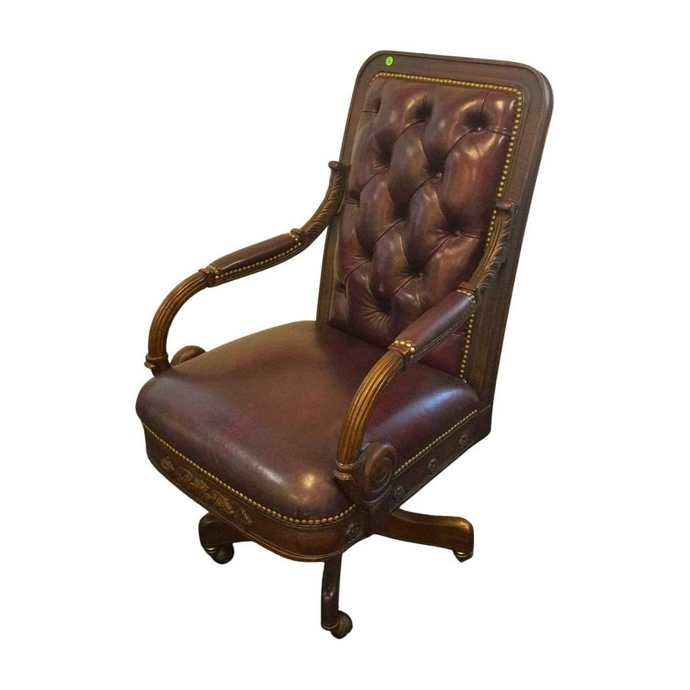 Lot 96: HANDSOME LEATHER AND TACK OFFICE CHAIR