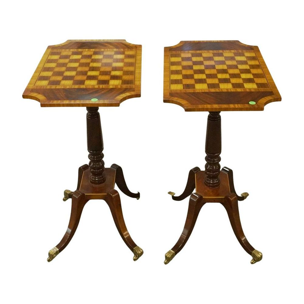 Lot 104: PAIR REGENCY STYLE INLAID GAME TABLES