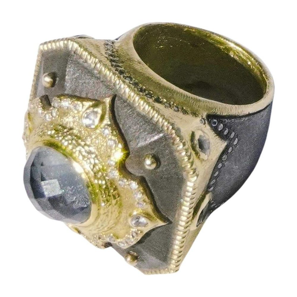 Lot 113: 18K, STERLING SILVER & SMOKY QUARTZ COCKTAIL RING