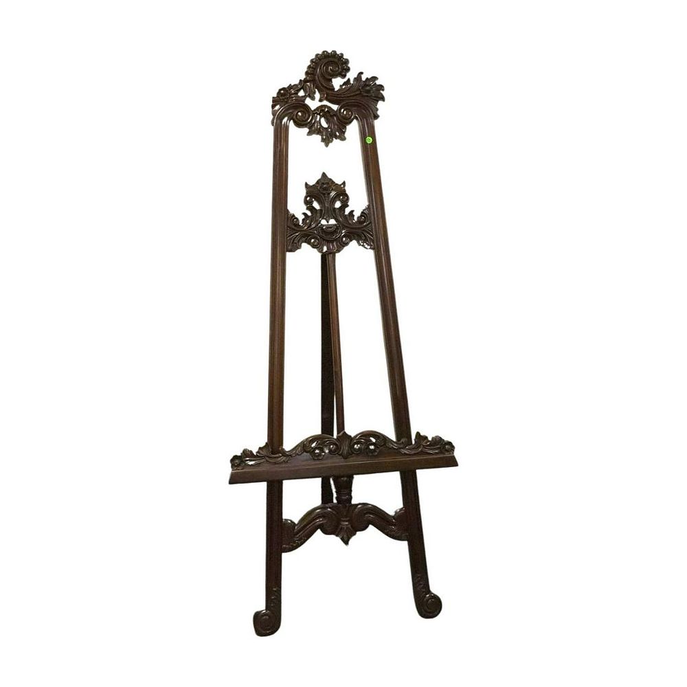 Lot 125: ORNATE CARVED MAHOGANY EASEL